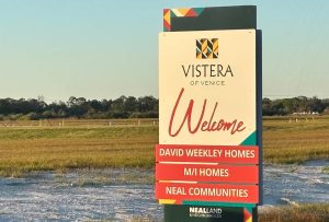 vistera of venice welcome sign new construction community venice florida with 3 different builders