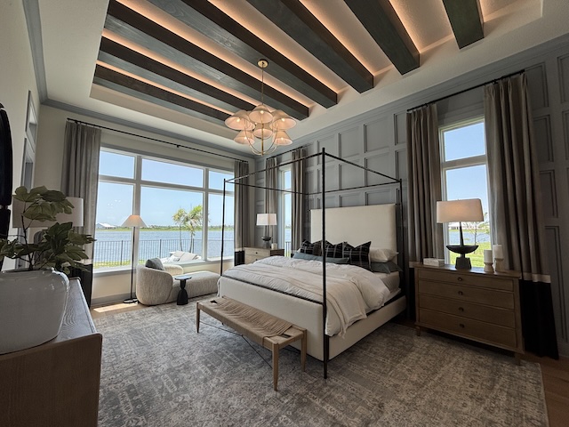 Wellen Park Builders: Your BEST Guide to New Construction Builders & Resale Home Communities 12 luxury bedroom with wood beams overlooking lake ici homes custom homes in wellen park builders palmera wellen park