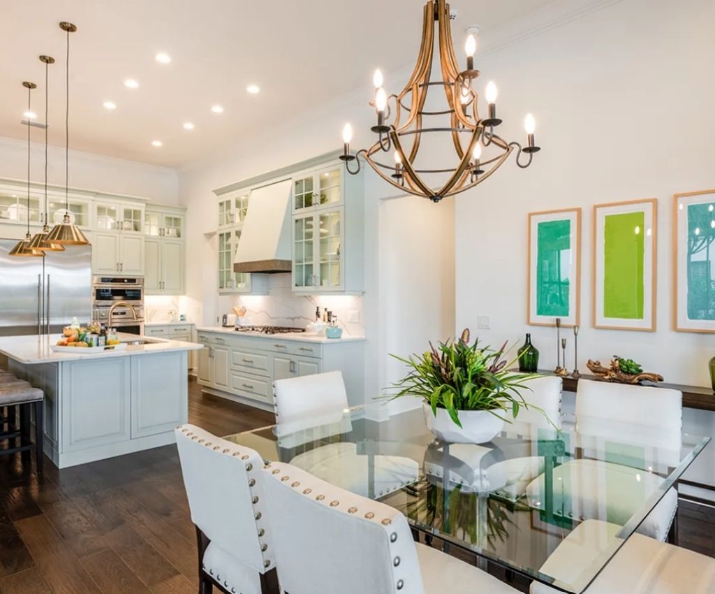 custom designed open plan living and dining area leading onto the kitchen space. bright, spacious, well-lit areas that make living and hosting feel fun and easy.